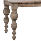 Table de salle à manger rectangulaire Maeve de 84 pouces en pin recyclé avec pieds à quatre montants sculptés finition scellée antique
