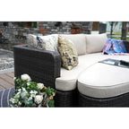 Ensemble de 9 pièces de lit de repos en osier pour patio avec table brasero en béton