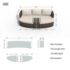 Ensemble de 9 pièces de lit de repos en osier pour patio avec table brasero en béton