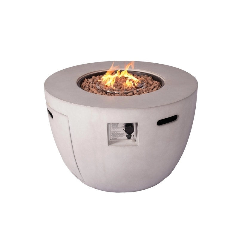 Ensemble de 9 pièces de lit de repos en osier pour patio avec table brasero en béton