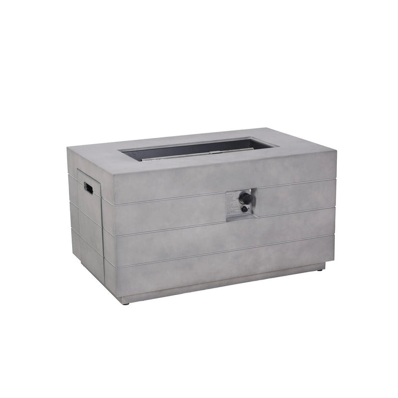 Ensemble de 9 pièces de lit de repos en osier pour patio avec table brasero en béton
