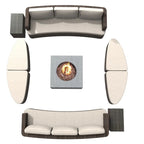 Ensemble de 9 pièces de lit de repos en osier pour patio avec table brasero en béton