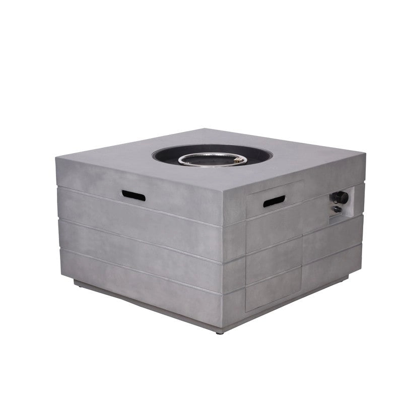 Ensemble de 9 pièces de lit de repos en osier pour patio avec table brasero en béton