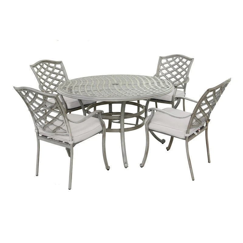 Ensemble de salle à manger d'extérieur 5 pièces en aluminium Arcadia avec coussins