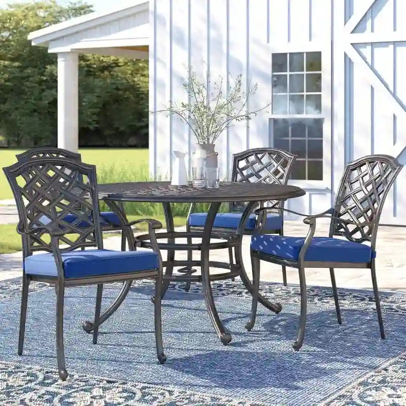 Ensemble de salle à manger d'extérieur 5 pièces en aluminium Arcadia avec coussins