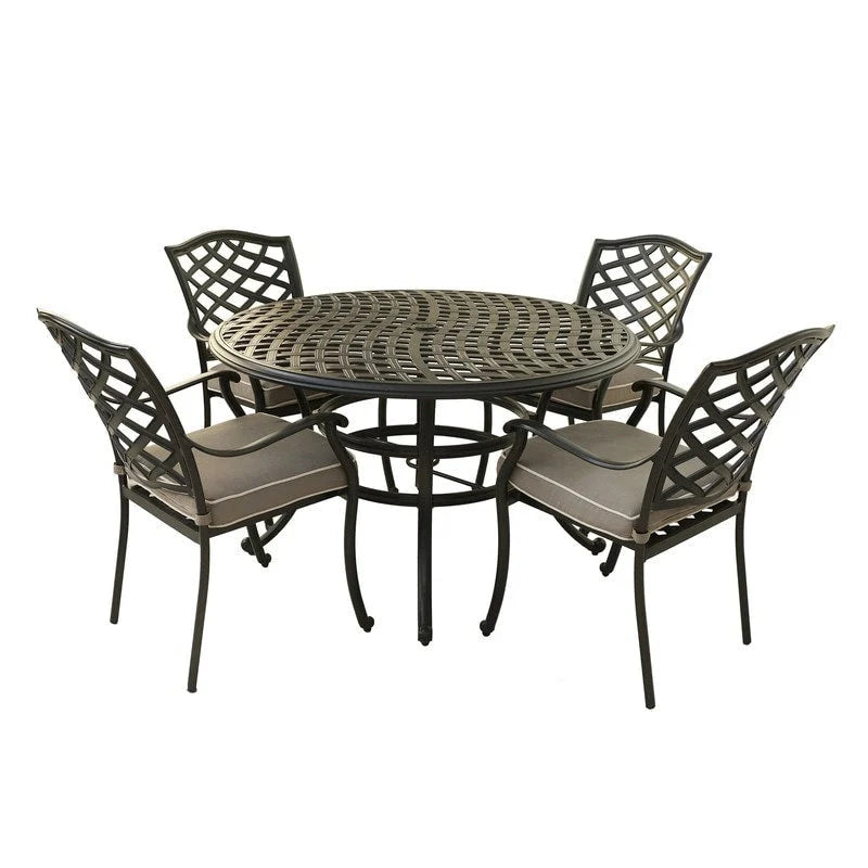 Ensemble de salle à manger d'extérieur 5 pièces en aluminium Arcadia avec coussins