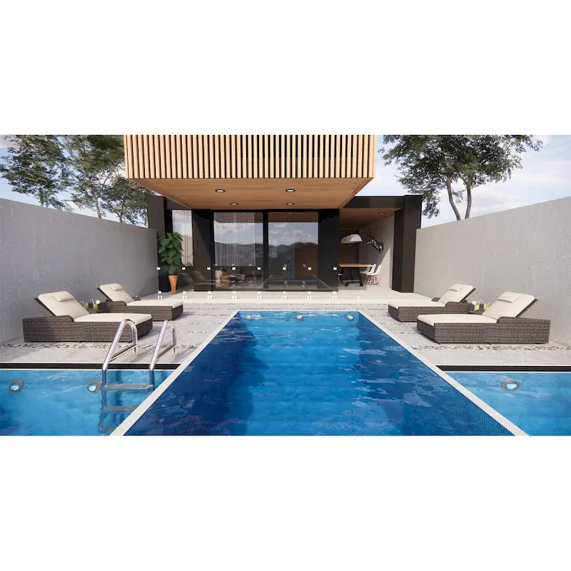 Ensemble de 3 chaises longues réglables en osier et aluminium pour l'extérieur