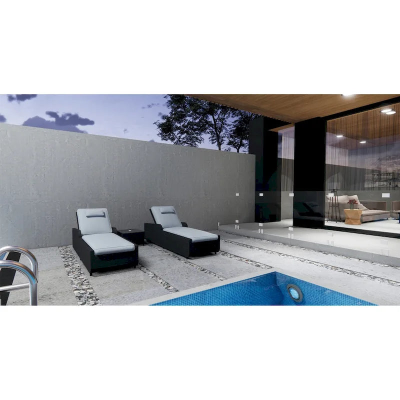 Ensemble de 3 chaises longues réglables en osier et aluminium pour l'extérieur