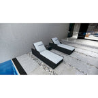 Ensemble de 3 chaises longues réglables en osier et aluminium pour l'extérieur