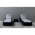 Ensemble de 3 chaises longues réglables en osier et aluminium pour l'extérieur