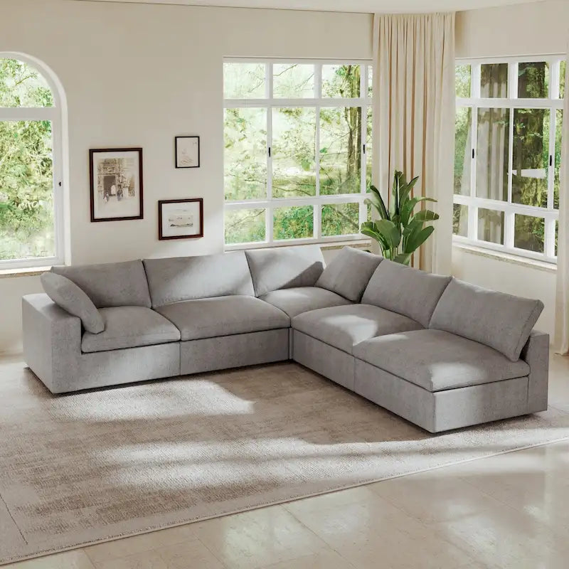 Canapé d'angle 5 places rembourré en duvet surdimensionné 120,45 po