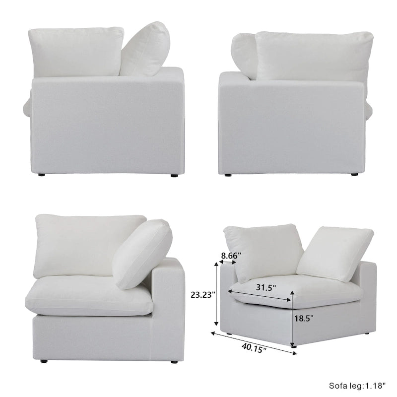 Canapé d'angle 5 places rembourré en duvet surdimensionné 120,45 po