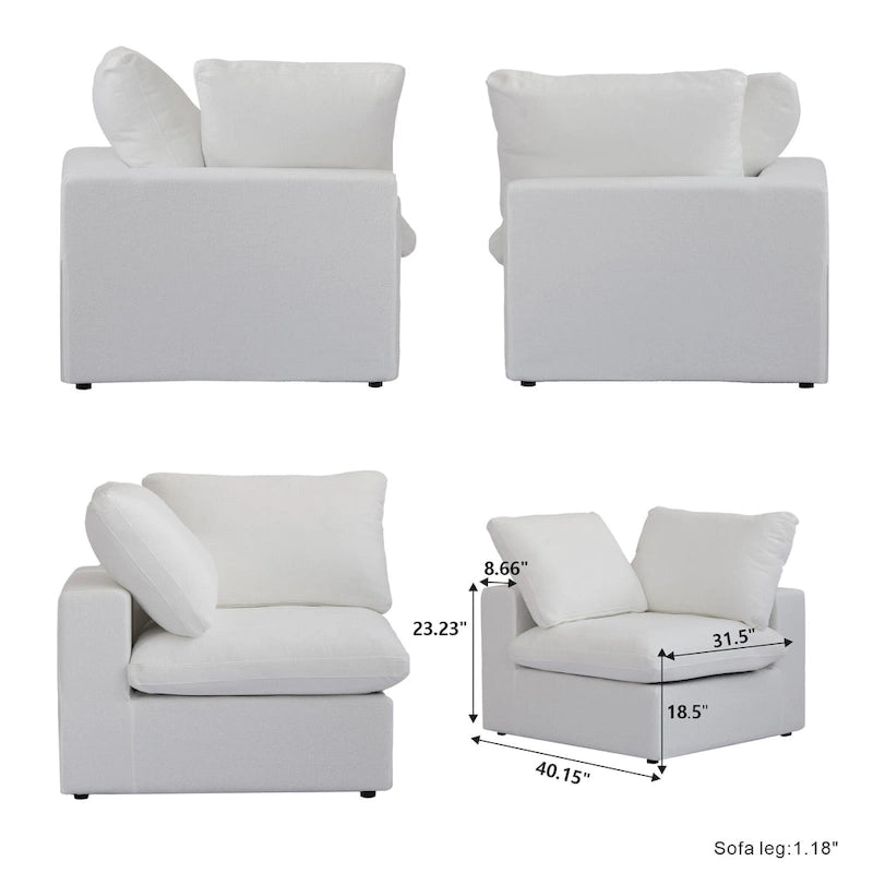 Canapé d'angle 5 places rembourré en duvet surdimensionné 120,45 po