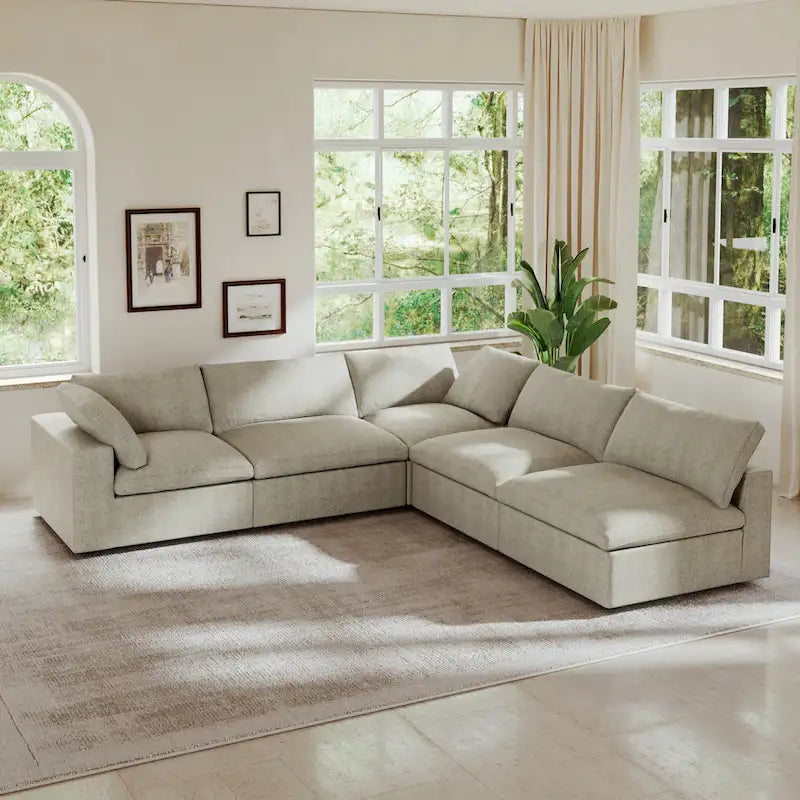 Canapé d'angle 5 places rembourré en duvet surdimensionné 120,45 po