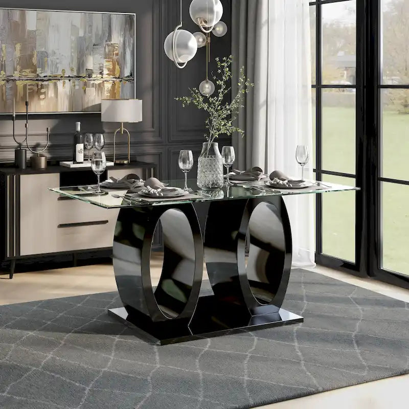 Table à double plateau en verre de 63 po Raji Contemporary de Furniture of America
