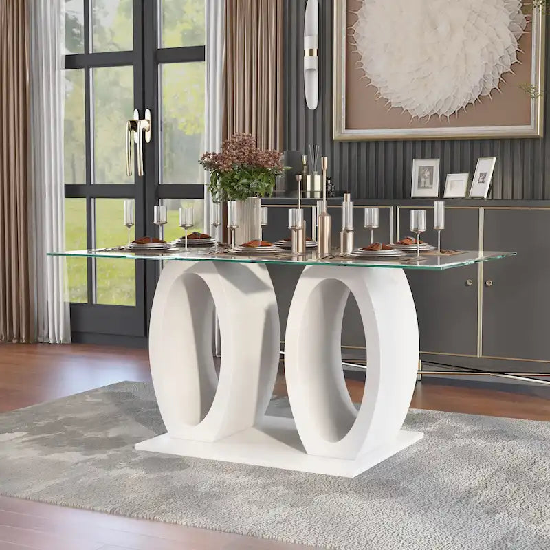 Table à double plateau en verre de 63 po Raji Contemporary de Furniture of America