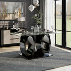 Furniture of America Raji Contemporary 63-inch Double Ring Glass Top Table