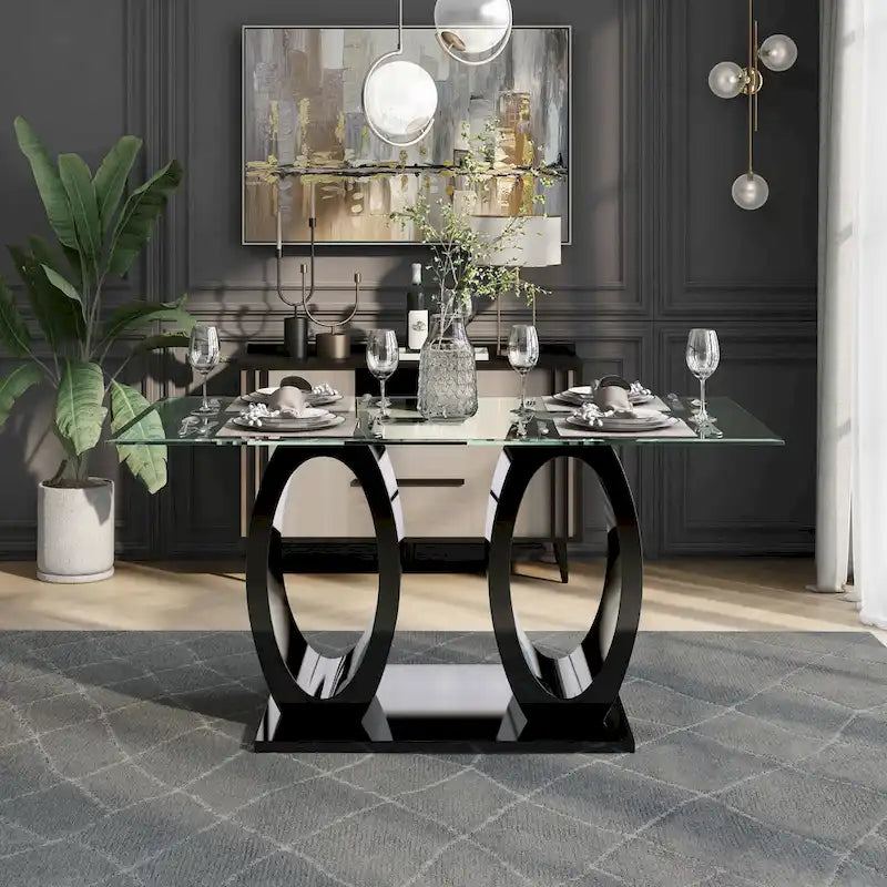 Table à double plateau en verre de 63 po Raji Contemporary de Furniture of America