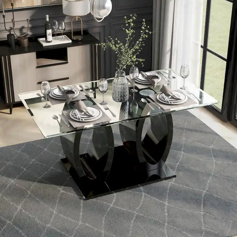 Table à double plateau en verre de 63 po Raji Contemporary de Furniture of America
