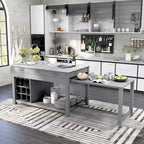 Îlot de cuisine multifonctionnel en bois de style ferme Graneger par Furniture of America