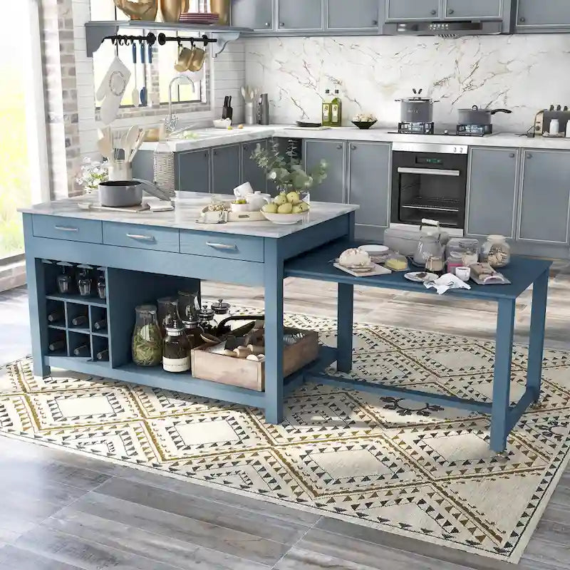 Îlot de cuisine multifonctionnel en bois de style ferme Graneger par Furniture of America