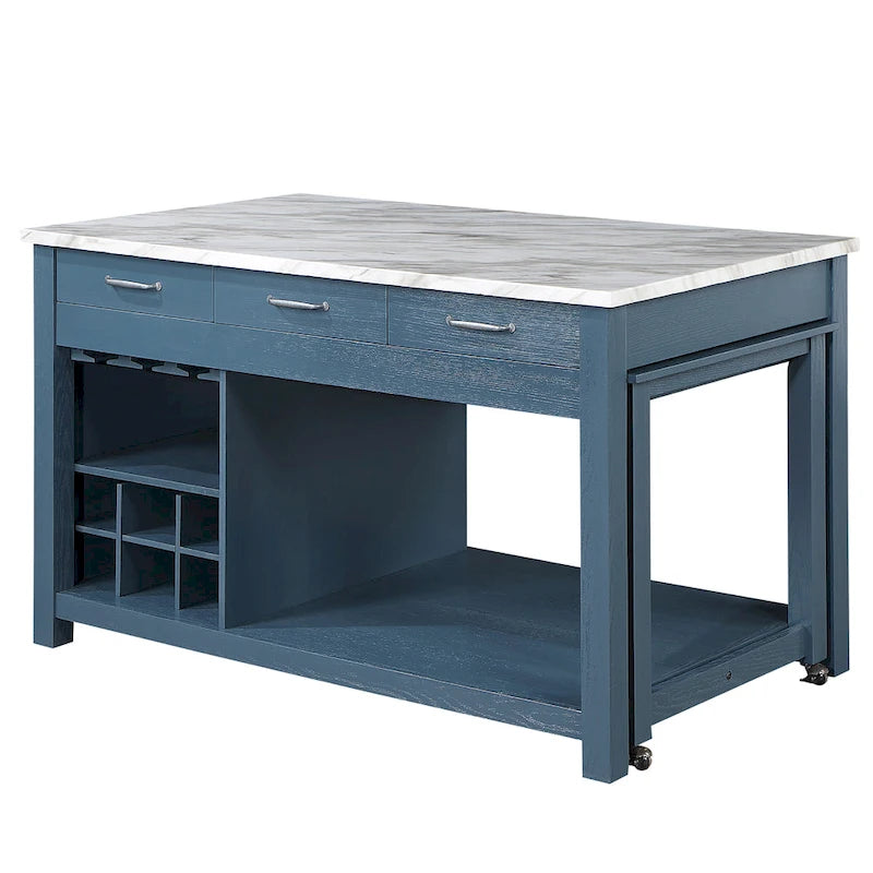 Îlot de cuisine multifonctionnel en bois de style ferme Graneger par Furniture of America
