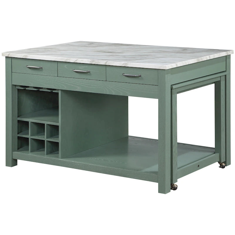 Îlot de cuisine multifonctionnel en bois de style ferme Graneger par Furniture of America