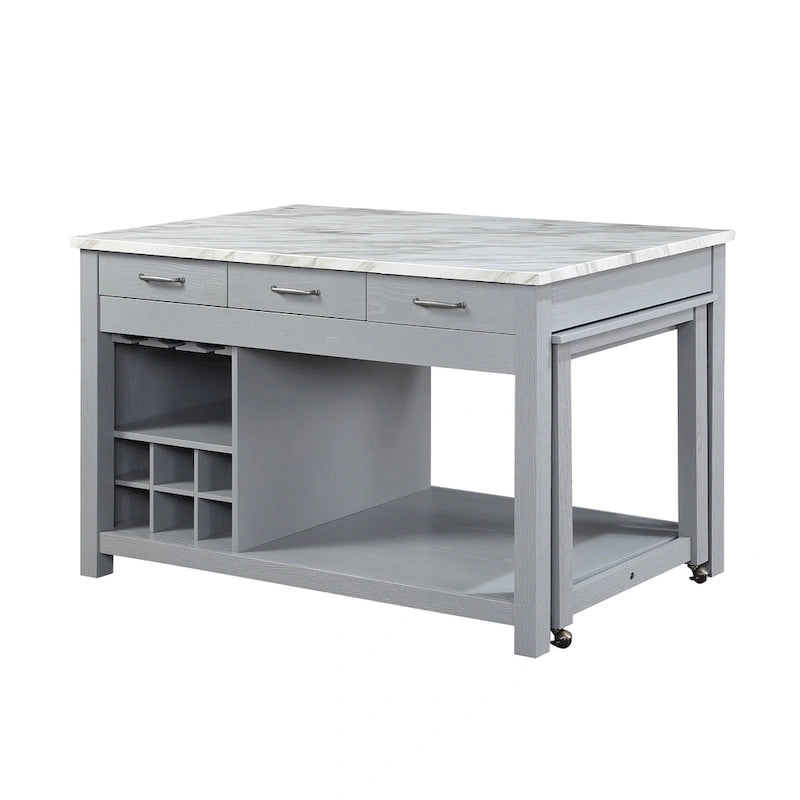Îlot de cuisine multifonctionnel en bois de style ferme Graneger par Furniture of America