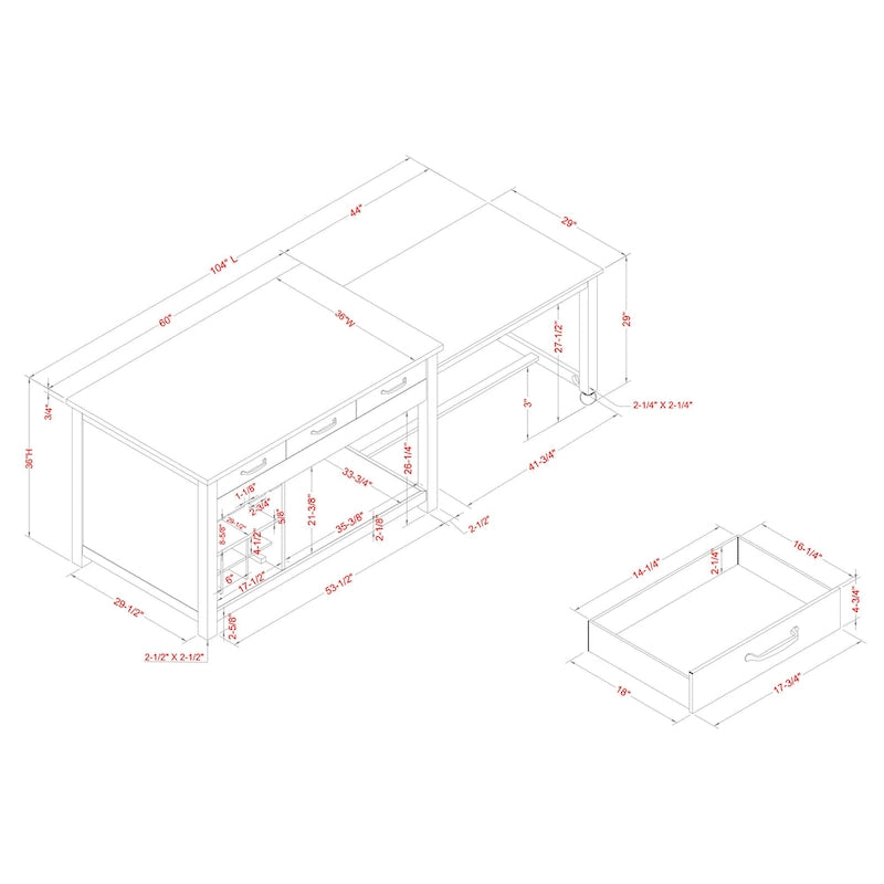 Îlot de cuisine multifonctionnel en bois de style ferme Graneger par Furniture of America
