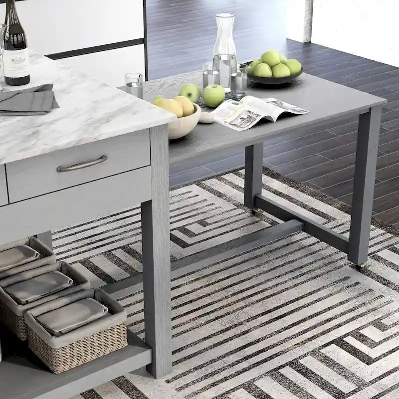 Îlot de cuisine multifonctionnel en bois de style ferme Graneger par Furniture of America