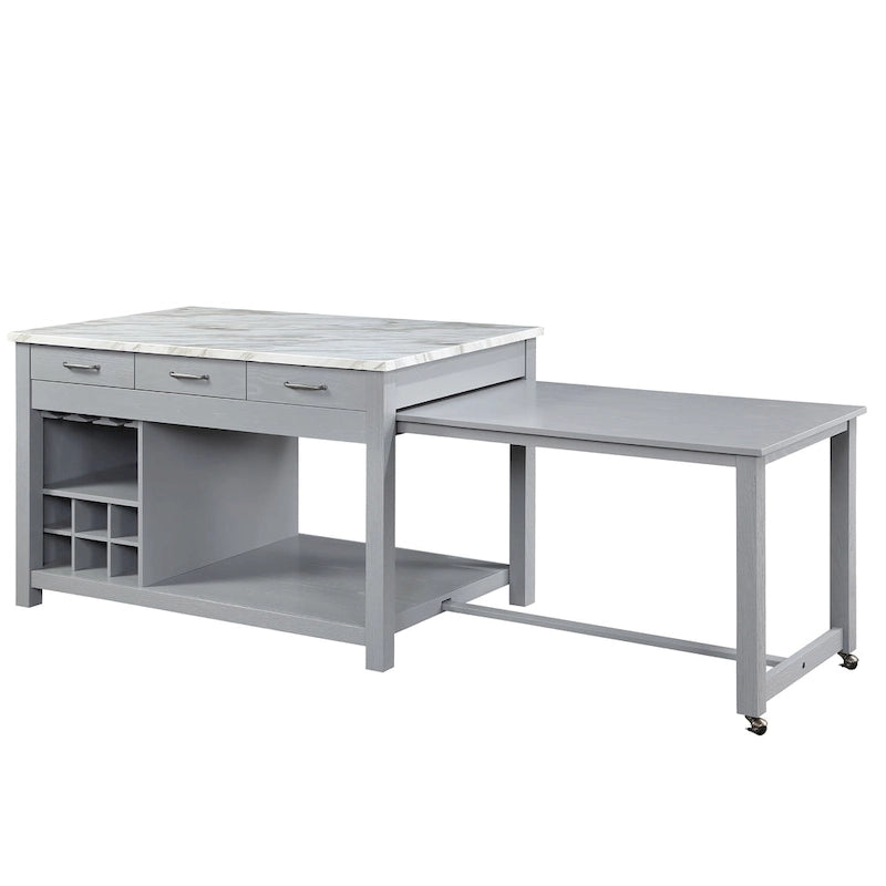 Îlot de cuisine multifonctionnel en bois de style ferme Graneger par Furniture of America