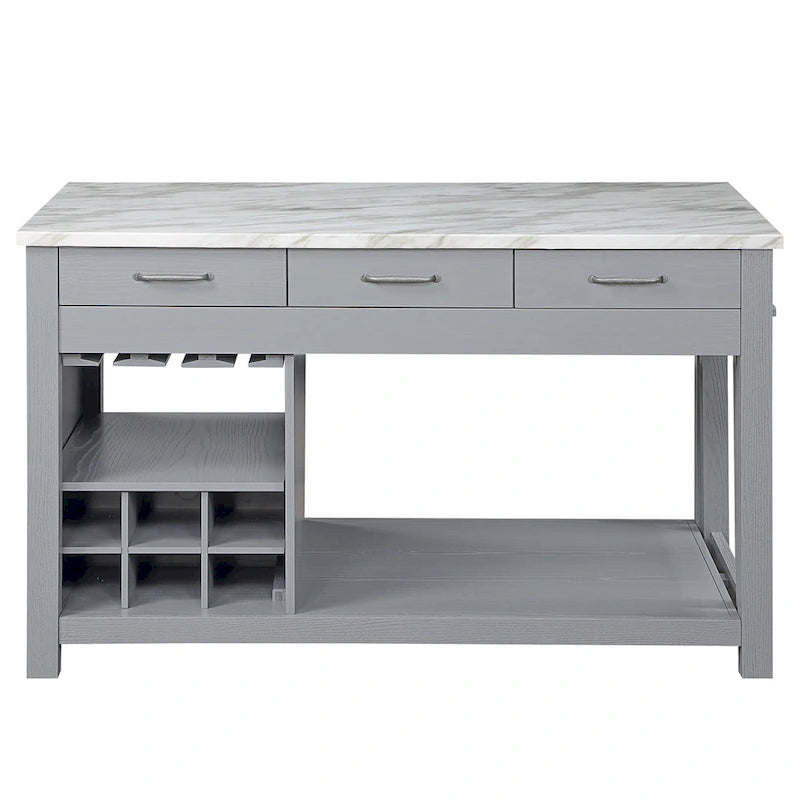 Îlot de cuisine multifonctionnel en bois de style ferme Graneger par Furniture of America