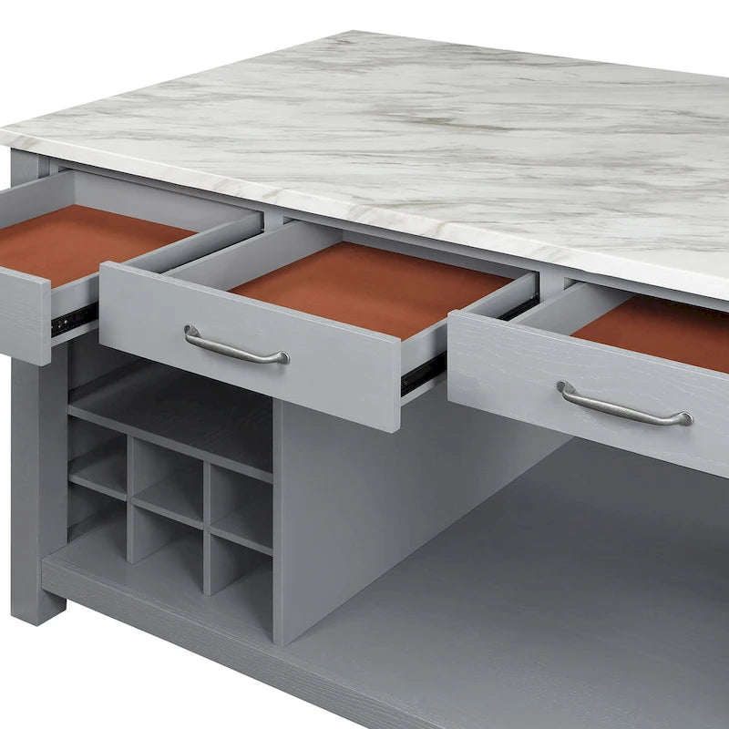 Îlot de cuisine multifonctionnel en bois de style ferme Graneger par Furniture of America