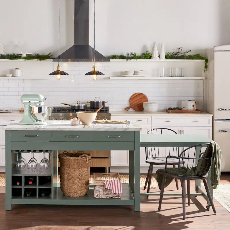 Îlot de cuisine multifonctionnel en bois de style ferme Graneger par Furniture of America