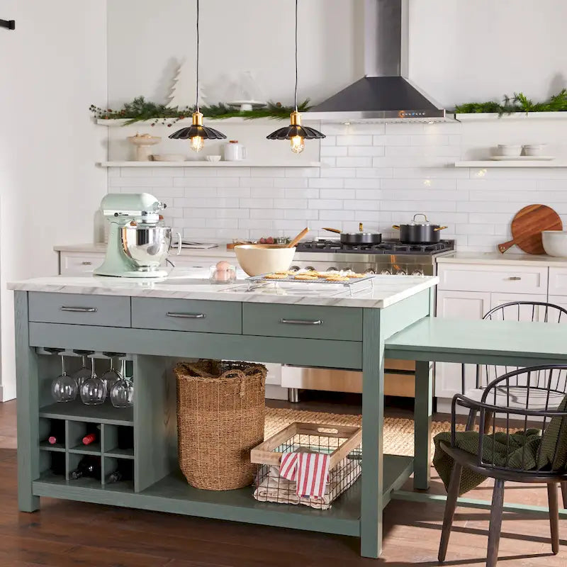 Îlot de cuisine multifonctionnel en bois de style ferme Graneger par Furniture of America
