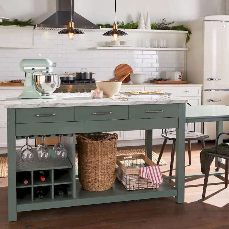 Îlot de cuisine multifonctionnel en bois de style ferme Graneger par Furniture of America