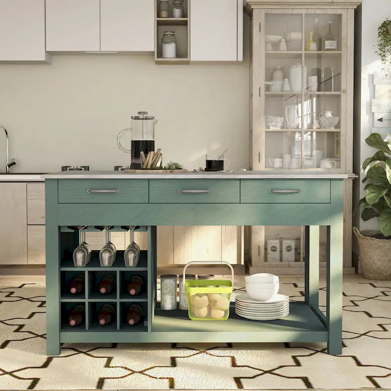 Îlot de cuisine multifonctionnel en bois de style ferme Graneger par Furniture of America