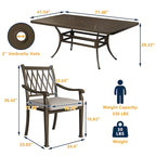 Ensemble de salle à manger de patio en fonte d'aluminium 9 pièces avec coussins