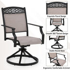 PHI VILLA Lot de 4 chaises de salle à manger de patio fabriquées à partir d'un cadre en aluminium robuste et d'un tissu textilène respirant