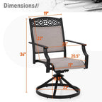 PHI VILLA Lot de 4 chaises de salle à manger de patio fabriquées à partir d'un cadre en aluminium robuste et d'un tissu textilène respirant