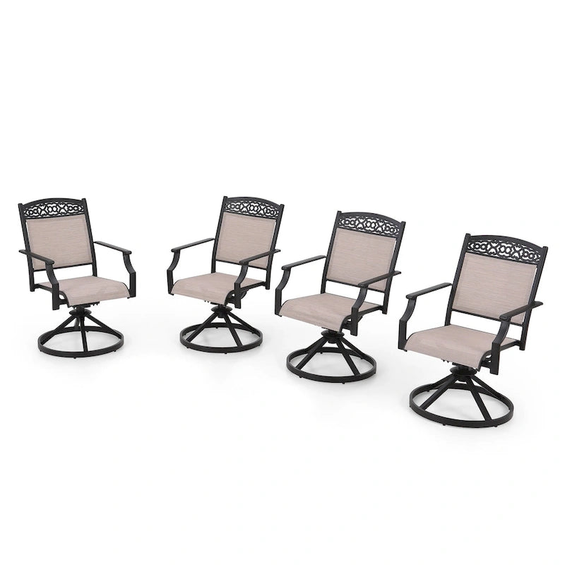 PHI VILLA Lot de 4 chaises de salle à manger de patio fabriquées à partir d'un cadre en aluminium robuste et d'un tissu textilène respirant