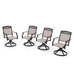 PHI VILLA Lot de 4 chaises de salle à manger de patio fabriquées à partir d'un cadre en aluminium robuste et d'un tissu textilène respirant