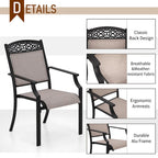 PHI VILLA Lot de 4 chaises de salle à manger de patio fabriquées à partir d'un cadre en aluminium robuste et d'un tissu textilène respirant