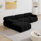 Black Velvet Upholstered Sectional Sofa