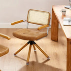 Fauteuil pivotant en cuir PU et bois Art Leon