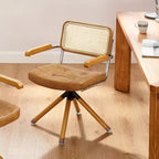 Fauteuil pivotant en cuir PU et bois Art Leon