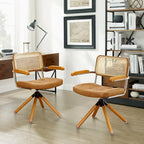 Fauteuil pivotant en cuir PU et bois Art Leon