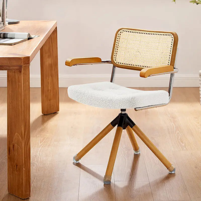 Fauteuil pivotant en cuir PU et bois Art Leon