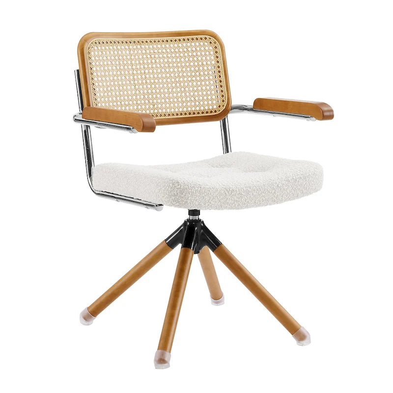 Fauteuil pivotant en cuir PU et bois Art Leon