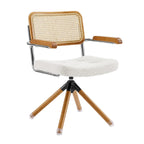 Fauteuil pivotant en cuir PU et bois Art Leon